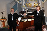 Jochen Kowalski und Dietrich Sprenger beim Benefizkonzert Kirche Wachow, 18.09.2010 (Foto: M. Schuster)