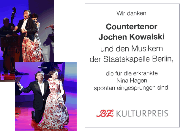 Meret Becker und Jochen Kowalski bei der BZ Kulturpreis Gala